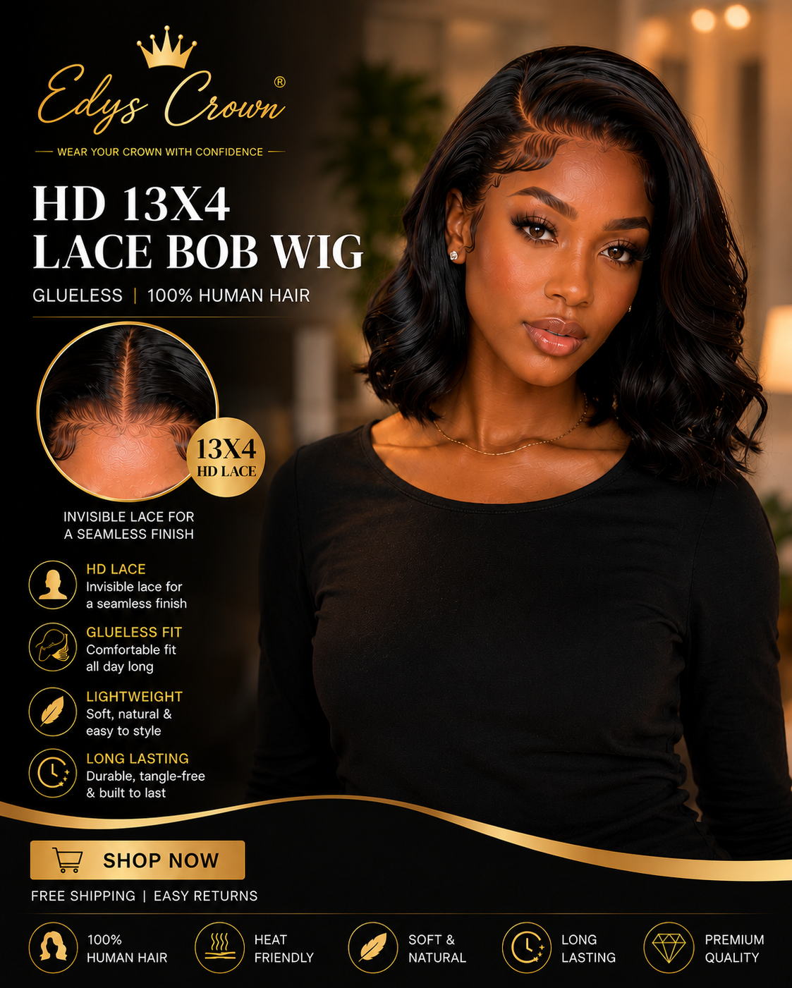 HD 13X4 LACE BOB WIG