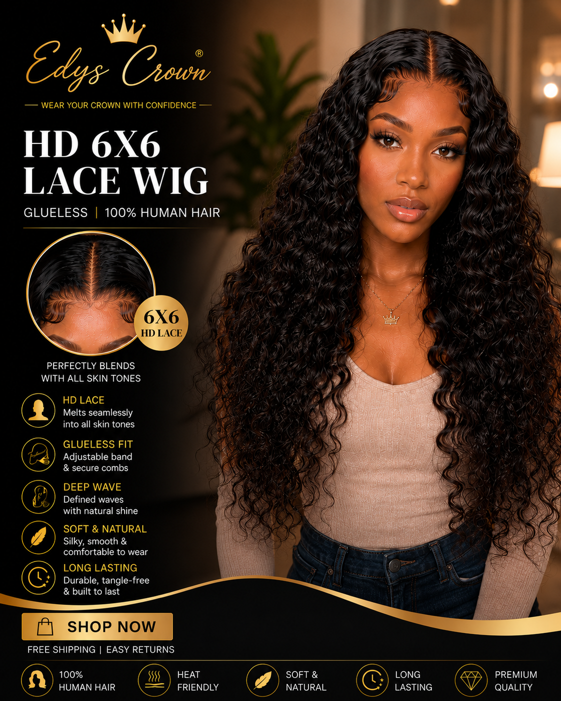 HD 6X6 LACE WIG
